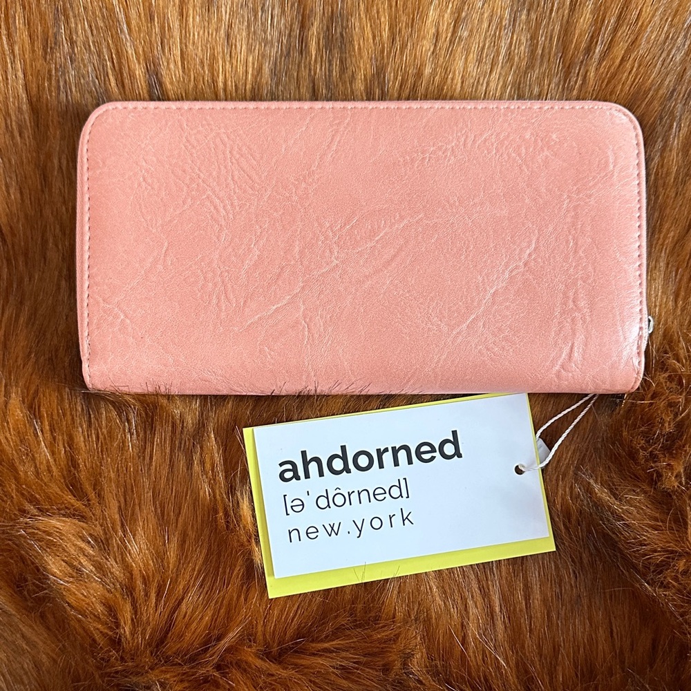 Ahdorned NY Pink Women's Zip Around Wallet with credit card slots NEVER USED